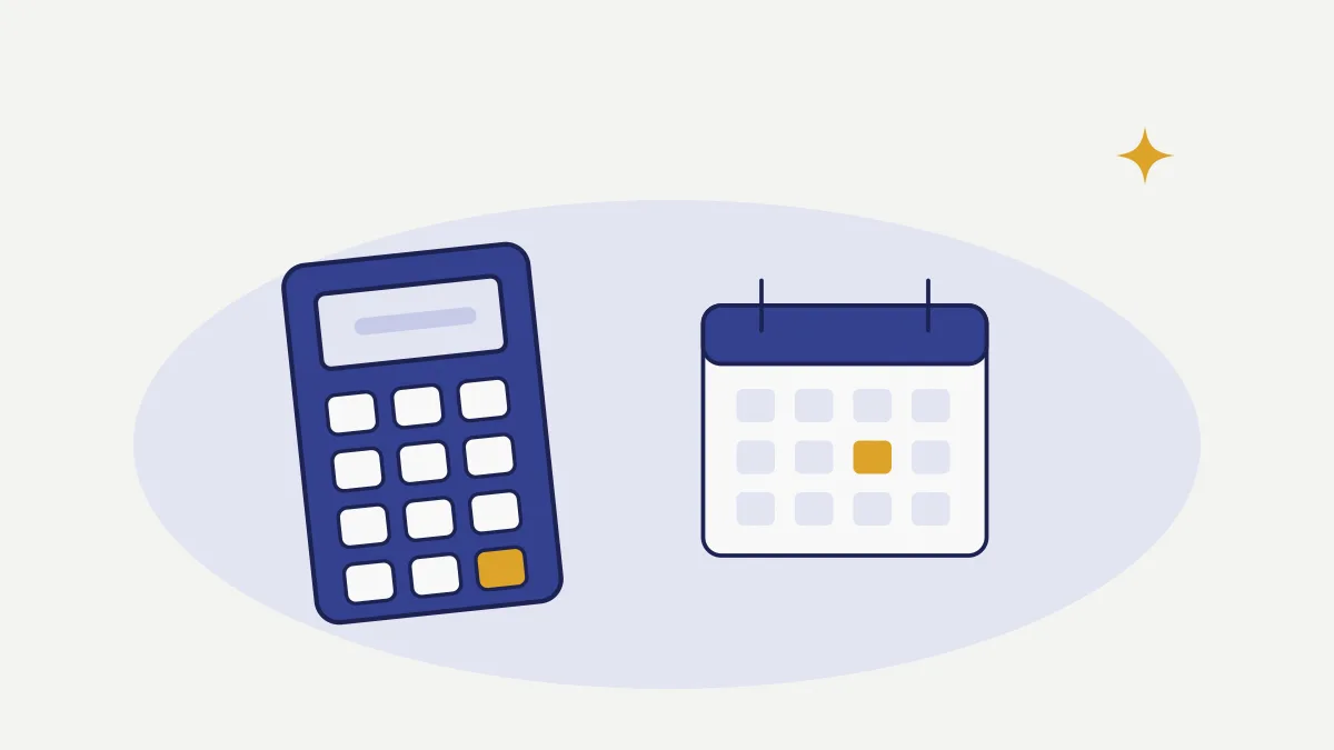 Une calculatrice et un calendrier